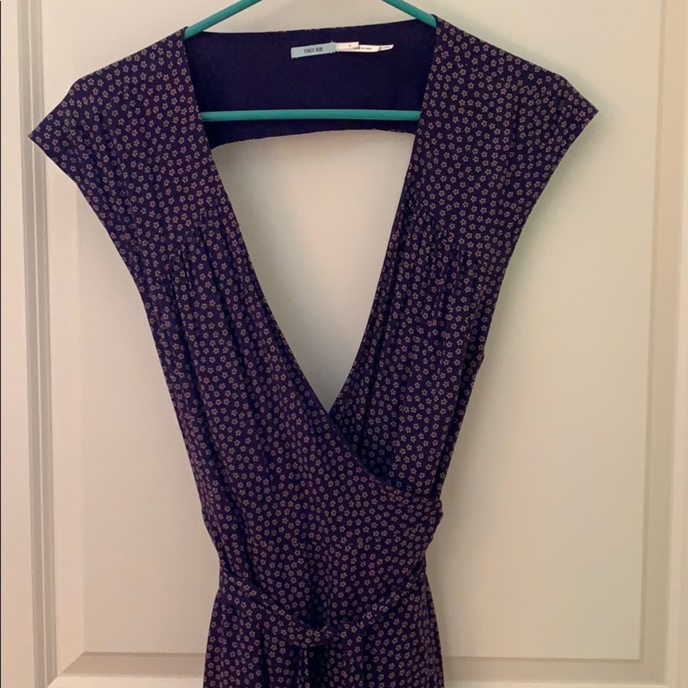Blue with small flower print jumpsuit.